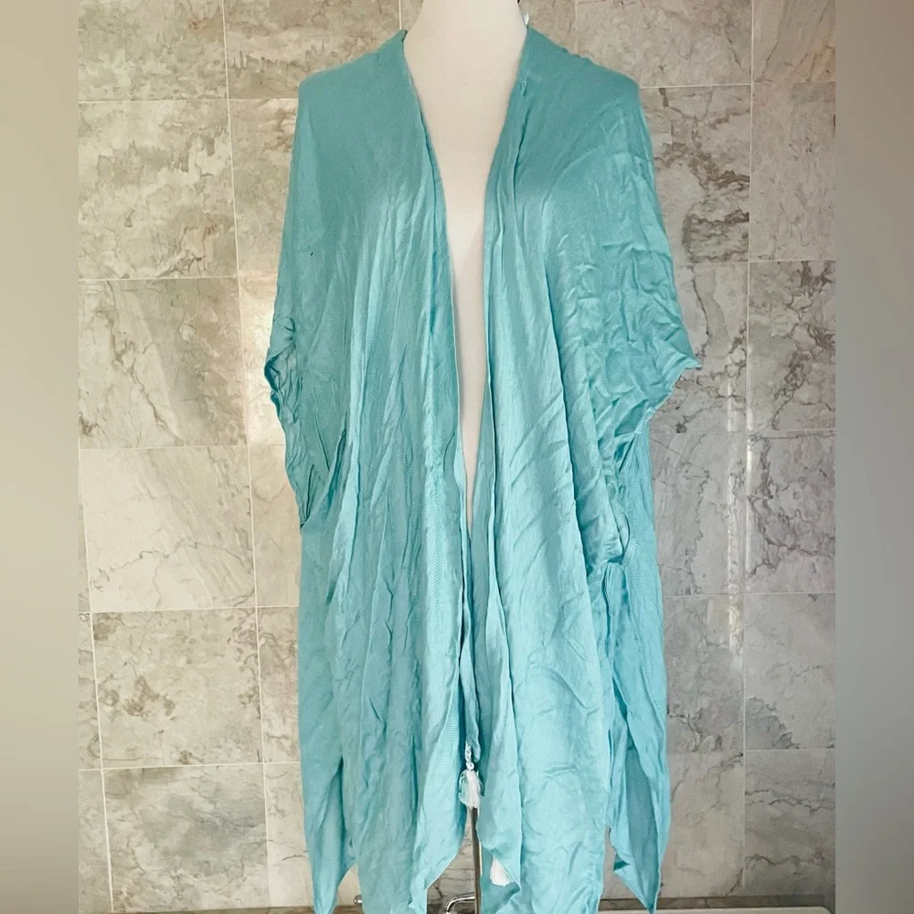 Nordstrom Teal Haze Open Front Ruana Topper